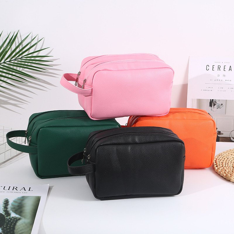 Bolsa de maquillaje PU de doble capa