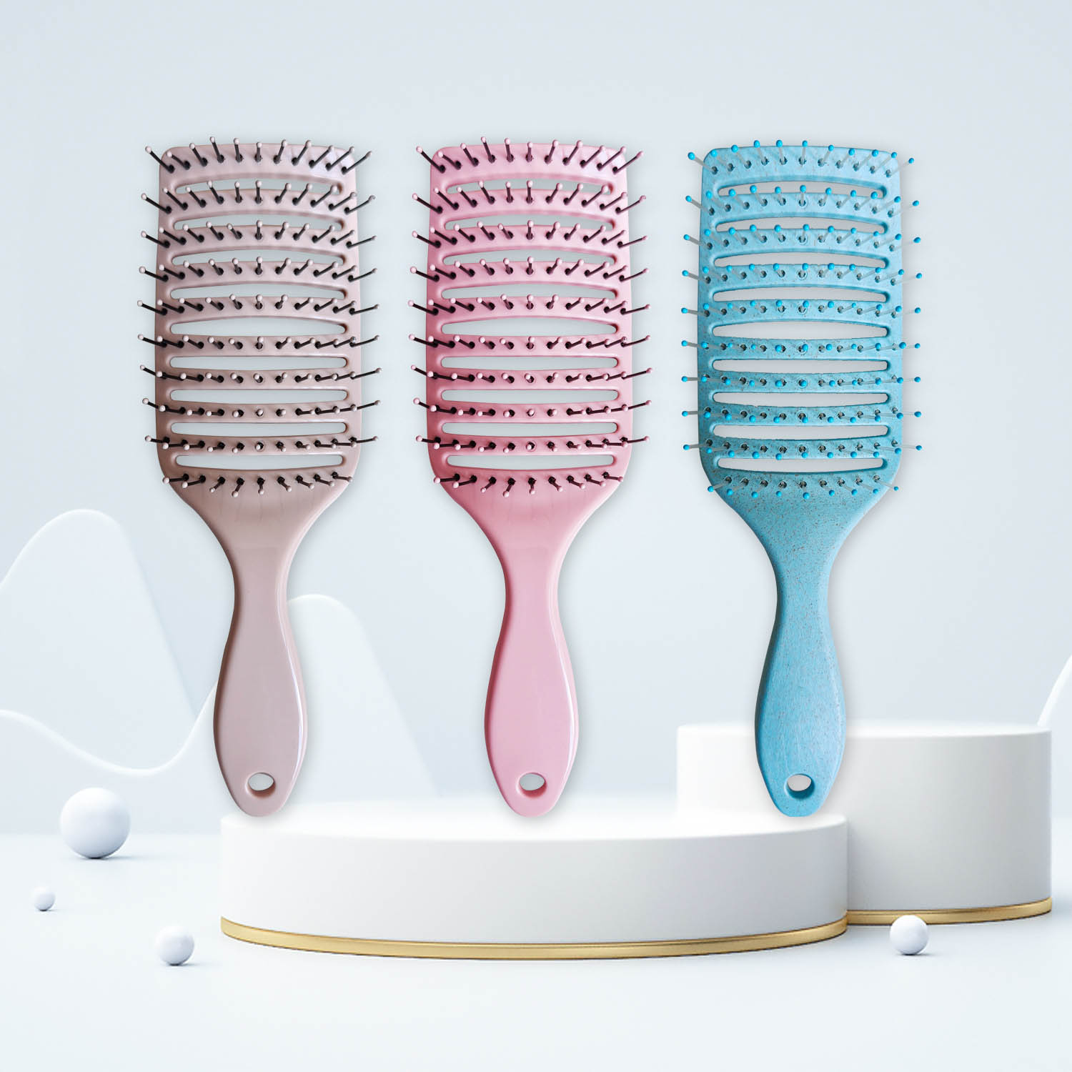 Cepillo para el cabello con ventilación de macarrón para mujeres
