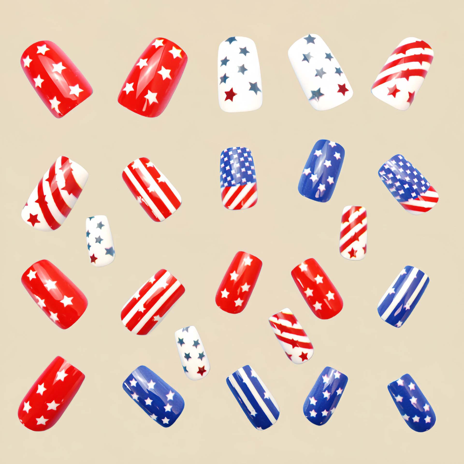 Parche de uñas del día de la independencia cuadrada mediana