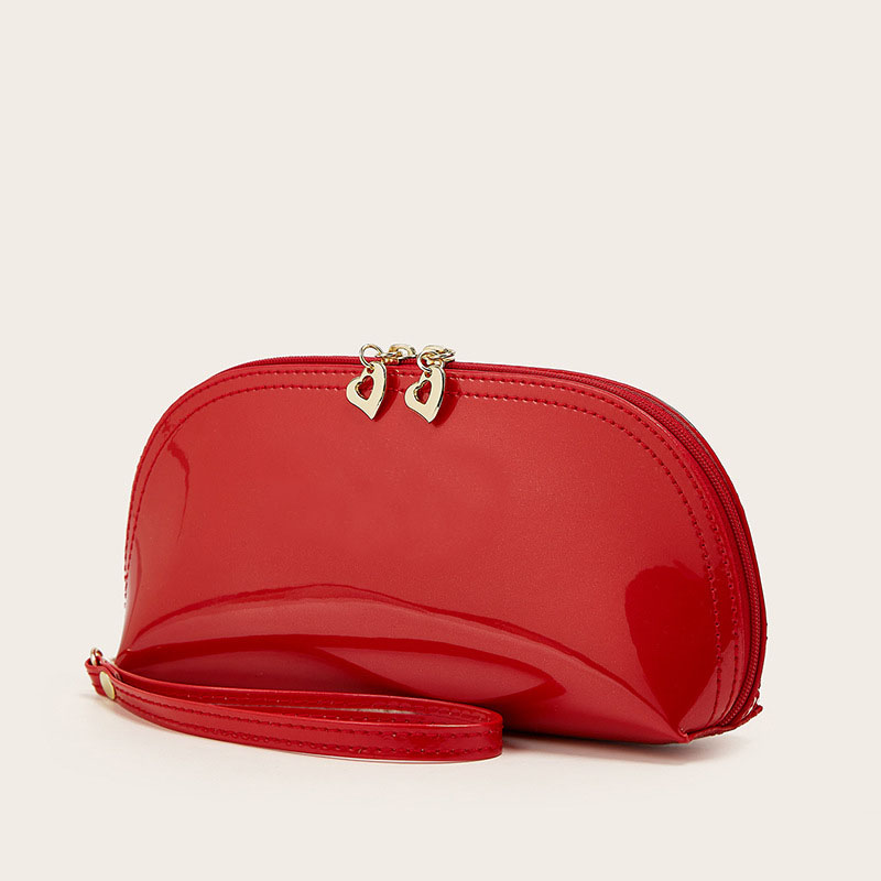Bolsa de maquillaje de cuero de patente